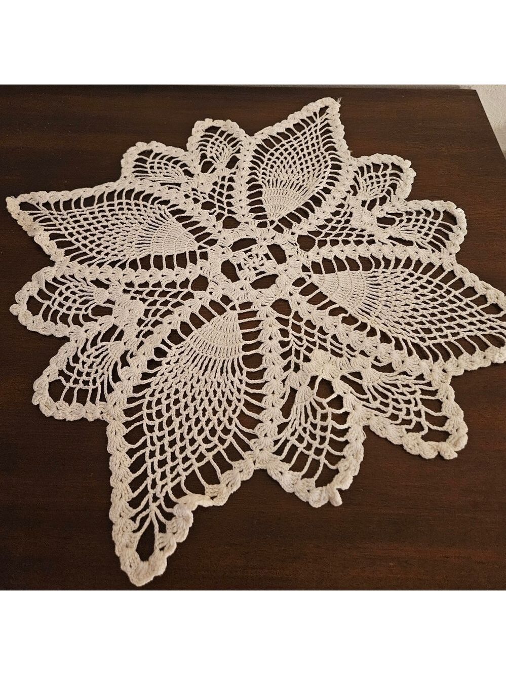 Crochet Cotton Pineapple Stitch Floral Doily Table Topper - Picture 17 of 17